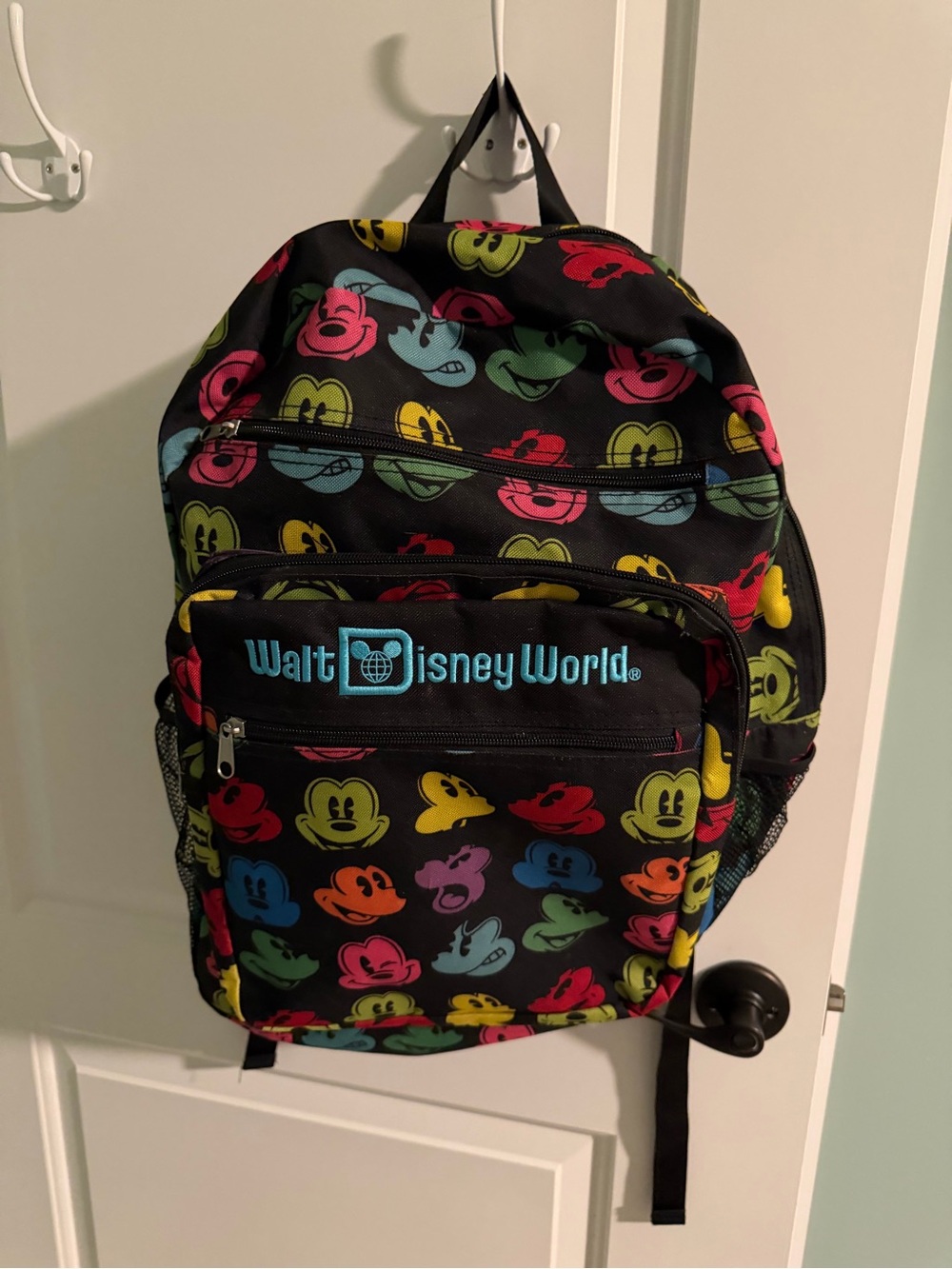 Disney Black Backpack with Multicolor Mickey Faces